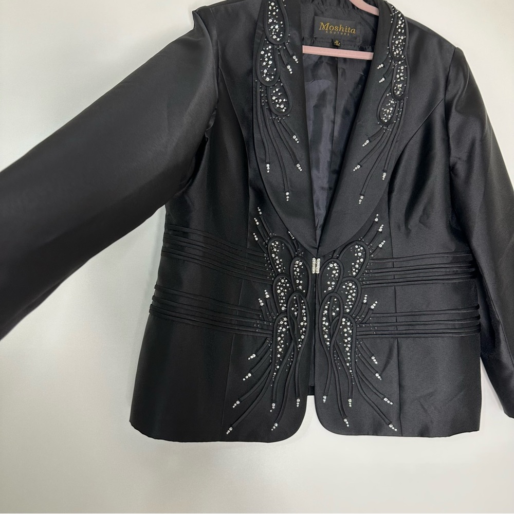 Moshita black embellished blazer jacket - Picture 3 of 14
